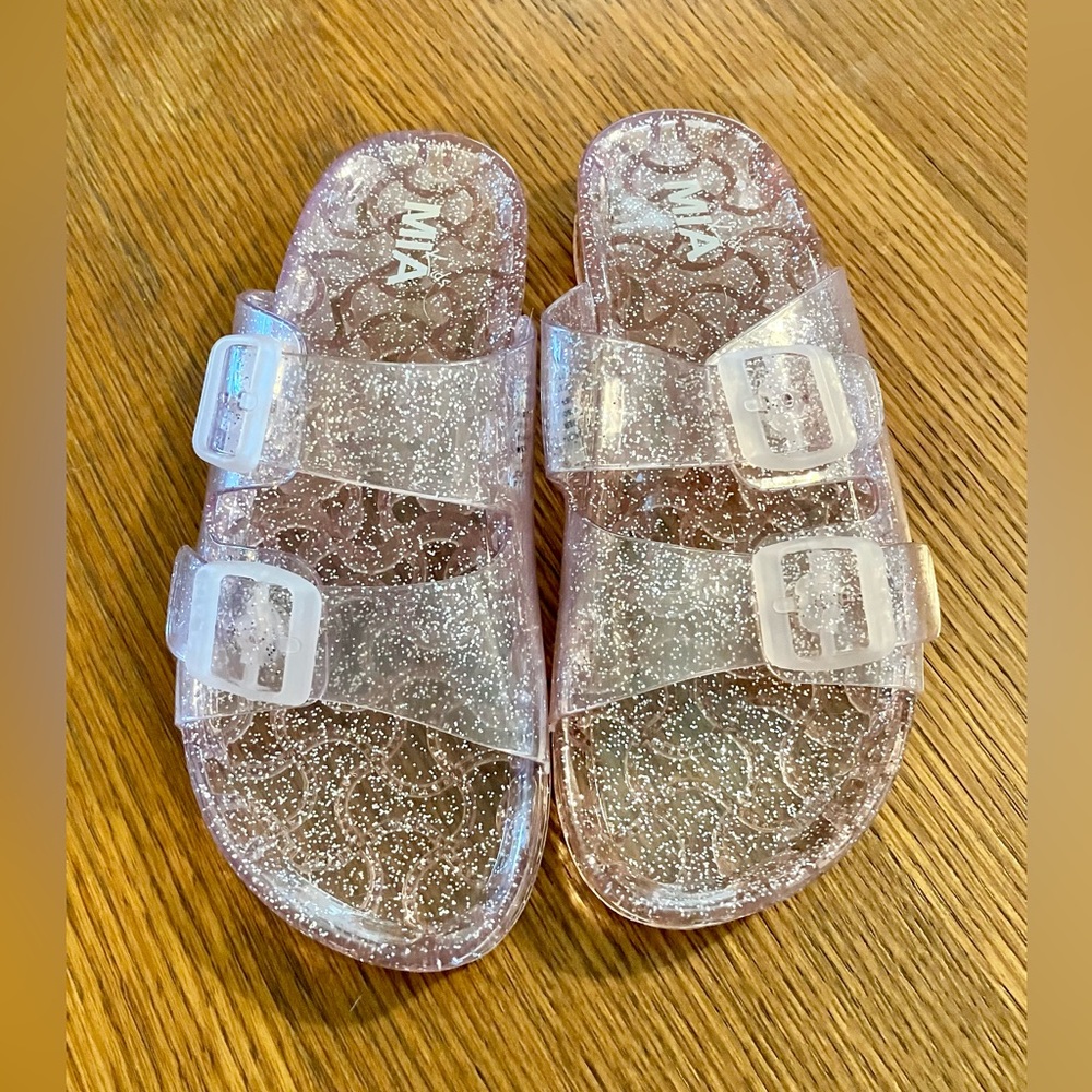 Light Pink Glitter Slide Sandals